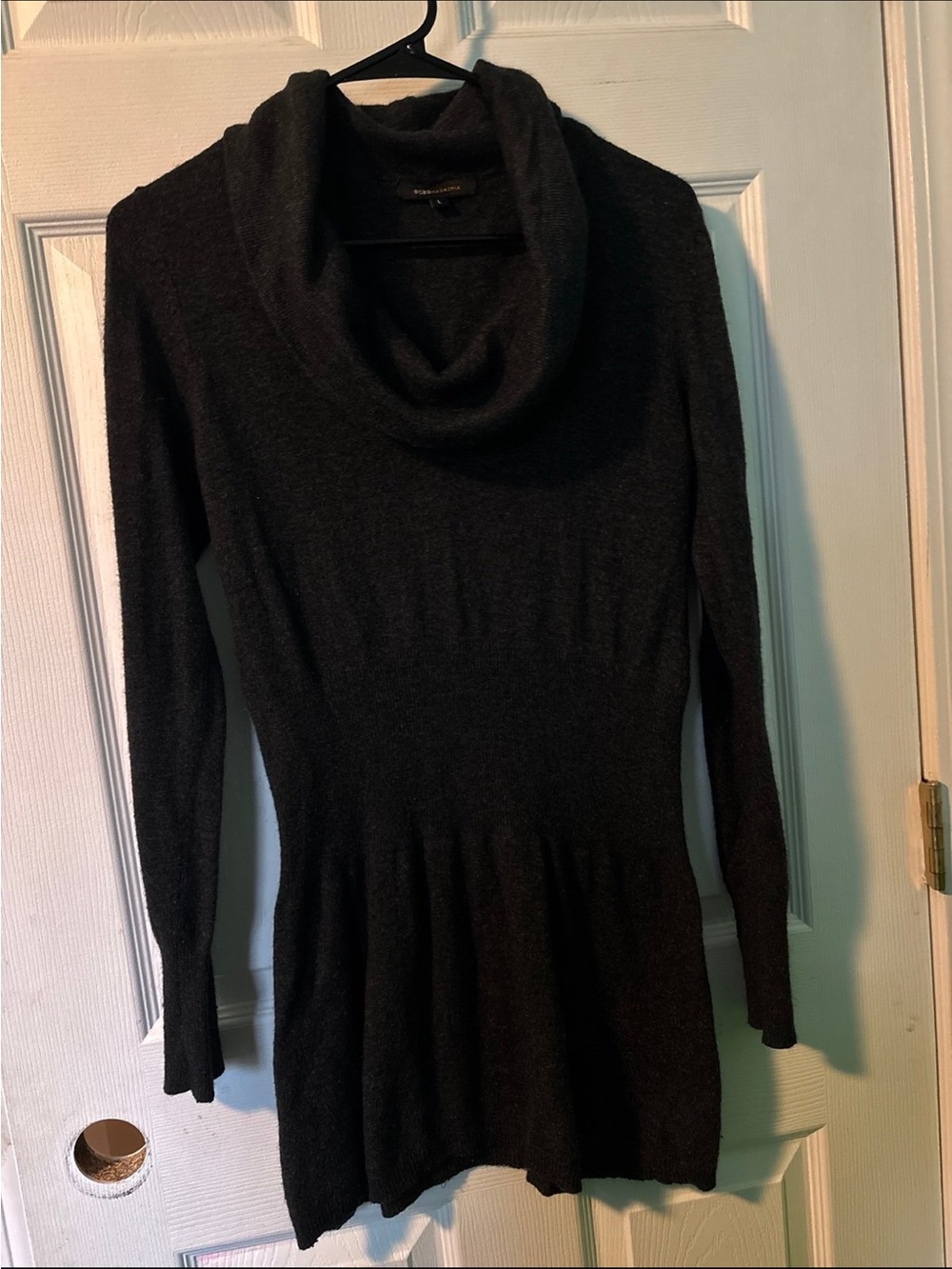BCBGMaxAzria Black Cowl Neck Long-Sleeve Sweater Tunic